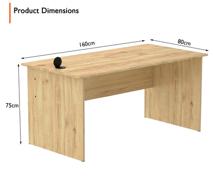 Mahmayi Writing Desk, MP1 160x80 Modern Wood Writing Table with Mobile Drawers - Versatile Corner Desk, Stylish and Functional Home Office Furniture - Oak (160cm With Drawer)