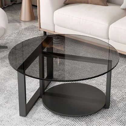 Kutis Stylish Mid Century Luxury Round Edges Tempered Glass and Premium Metal Coffee Table, Side Table for Bedroom Offices, Leisure Area 80 x 45cm