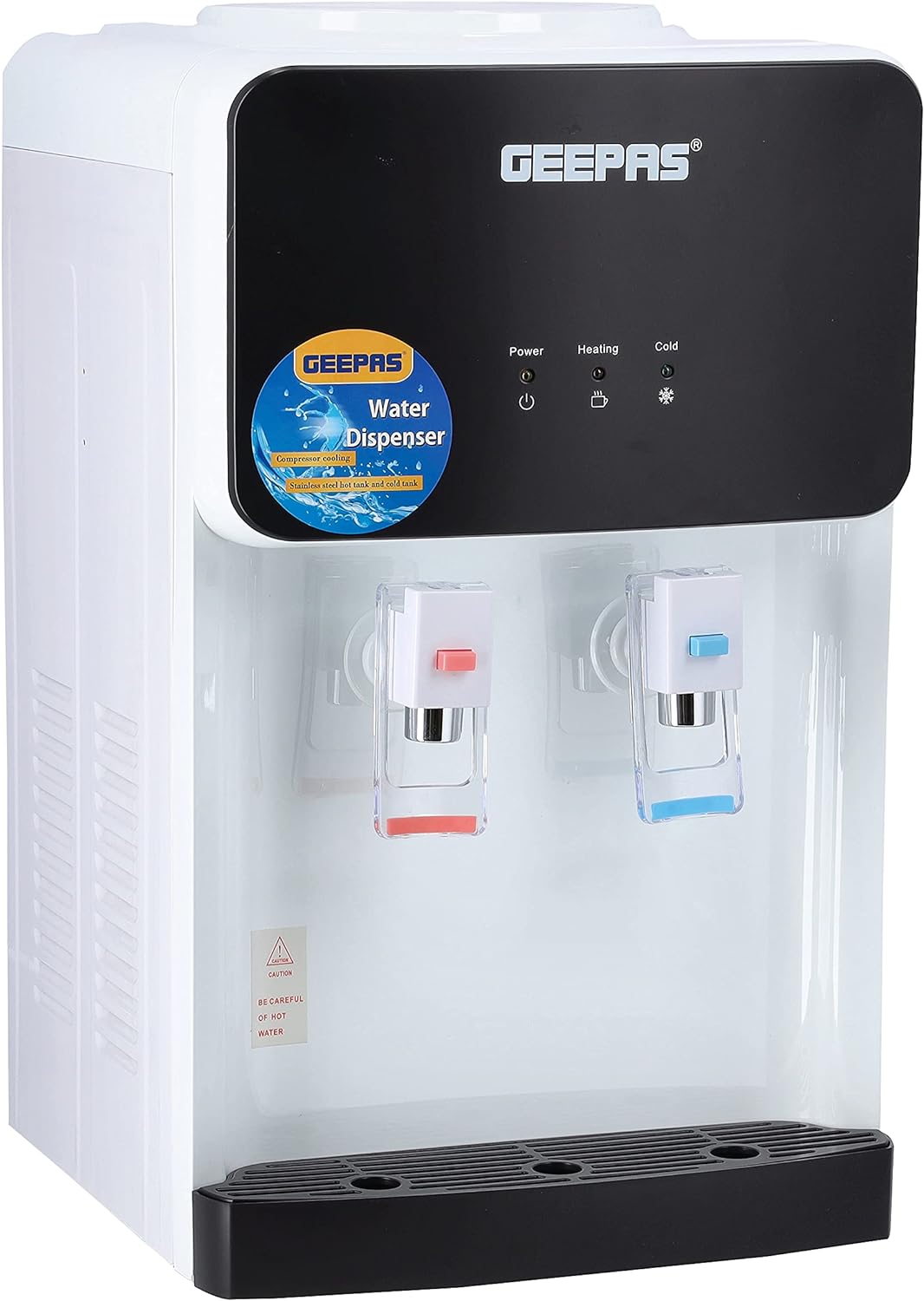 Geepas GWD8356 Hot & Cold Water Dispenser| with Stainless Steel Tank-With Fast Cooling And 2 Taps, Hot And Cold |1 year warranty