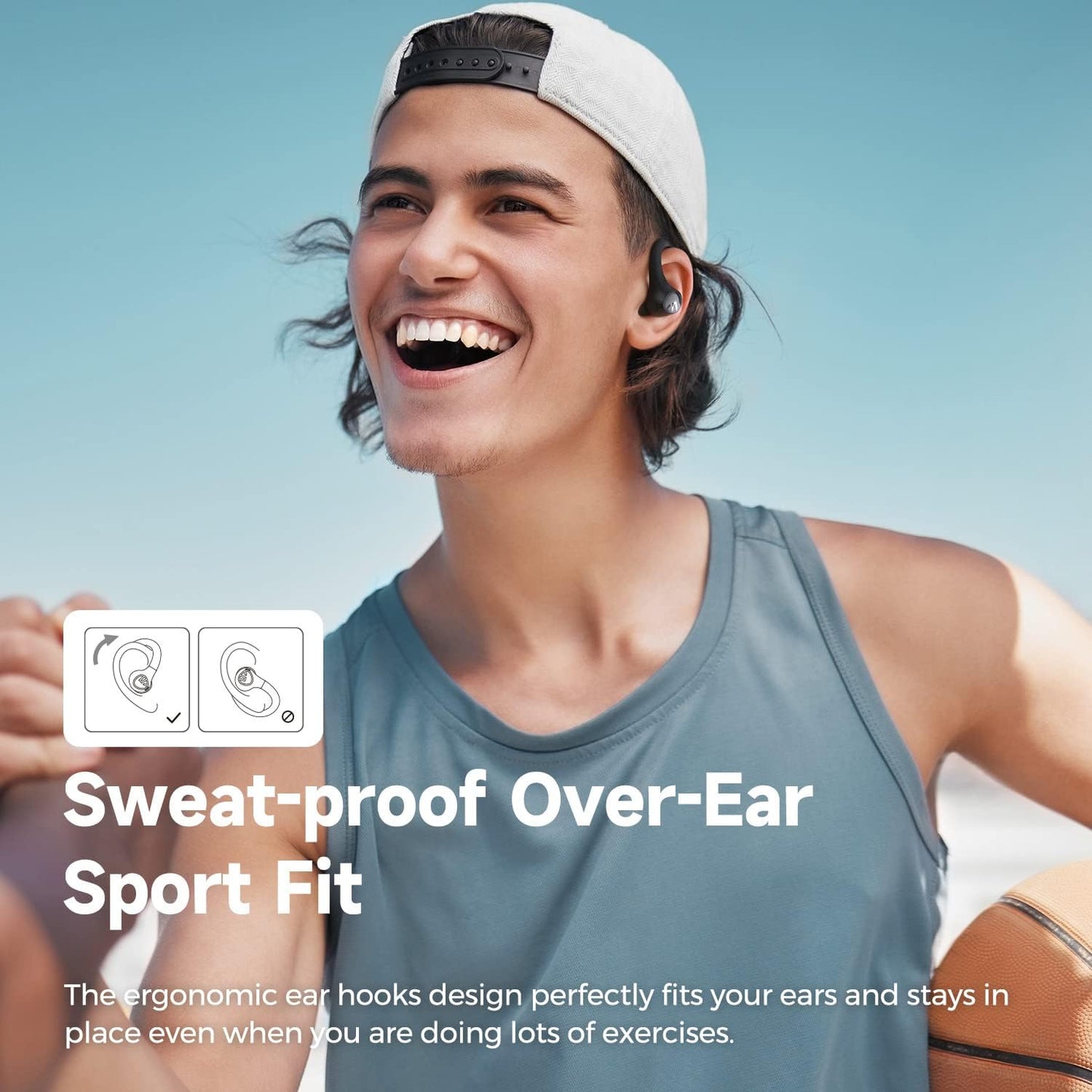 SoundPEATS Wings2 Wireless Sport Headphones, Bluetooth 5.3 Over-Ear Wireless Earbuds With Ear Hooks, Sweat-proof Earphones for Running & Workouts, 13mm driver, Built-in Mic, App, Comfort Fit, 30Hrs