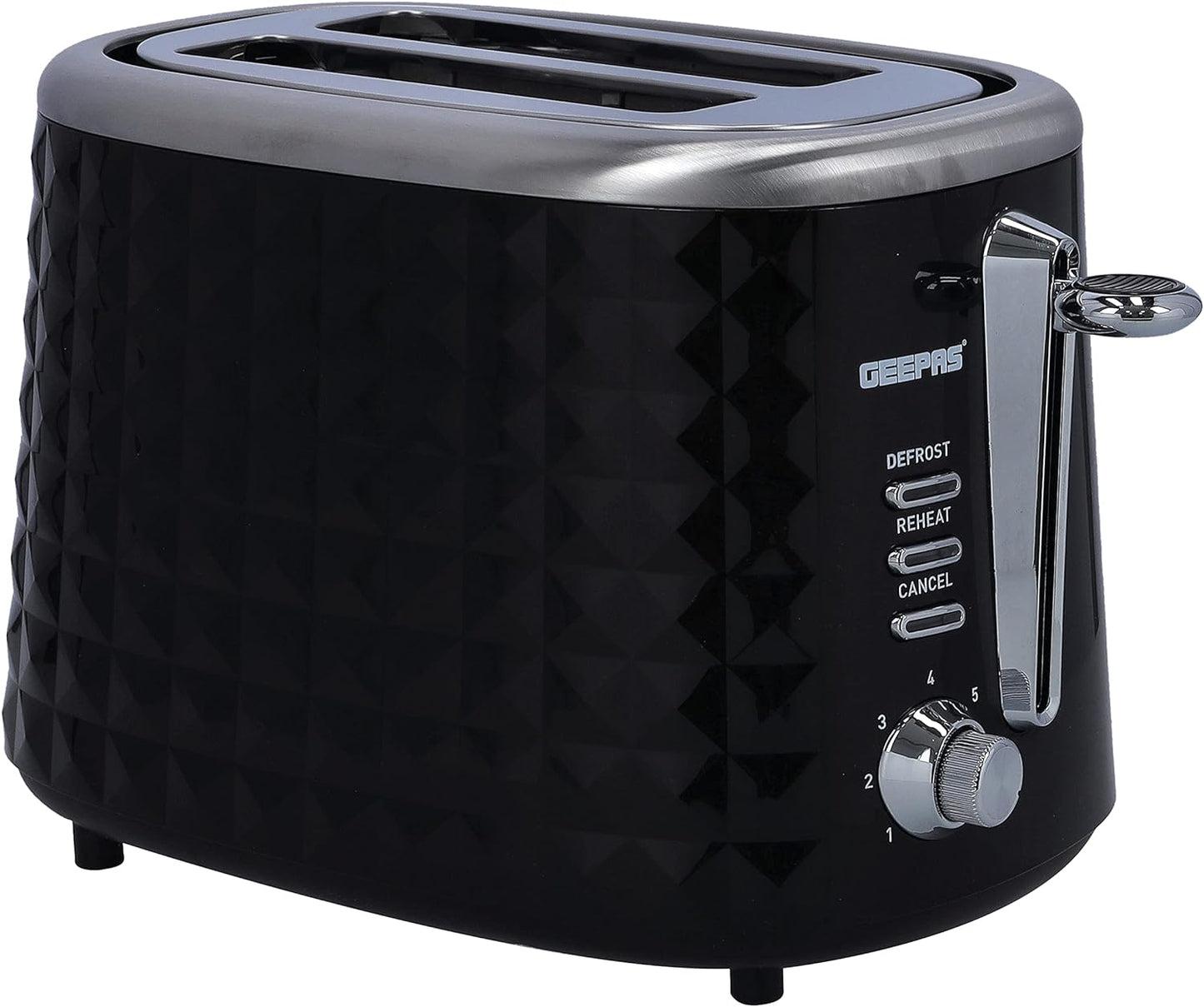 Geepas 850W 2 Slice Bread Toaster AdjUStable 7 Browning Control Pop Up With Removable Crumb Collection Tray, Black, Gbt36536"Min 1 year manufacturer warranty"