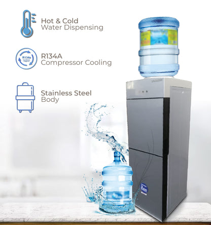 Sonashi SWD-54 Free Standing Water Dispenser w/Stainless Steel, LED Light Indicator, Hot & Cold Water | Water Cooler | Home Appliance