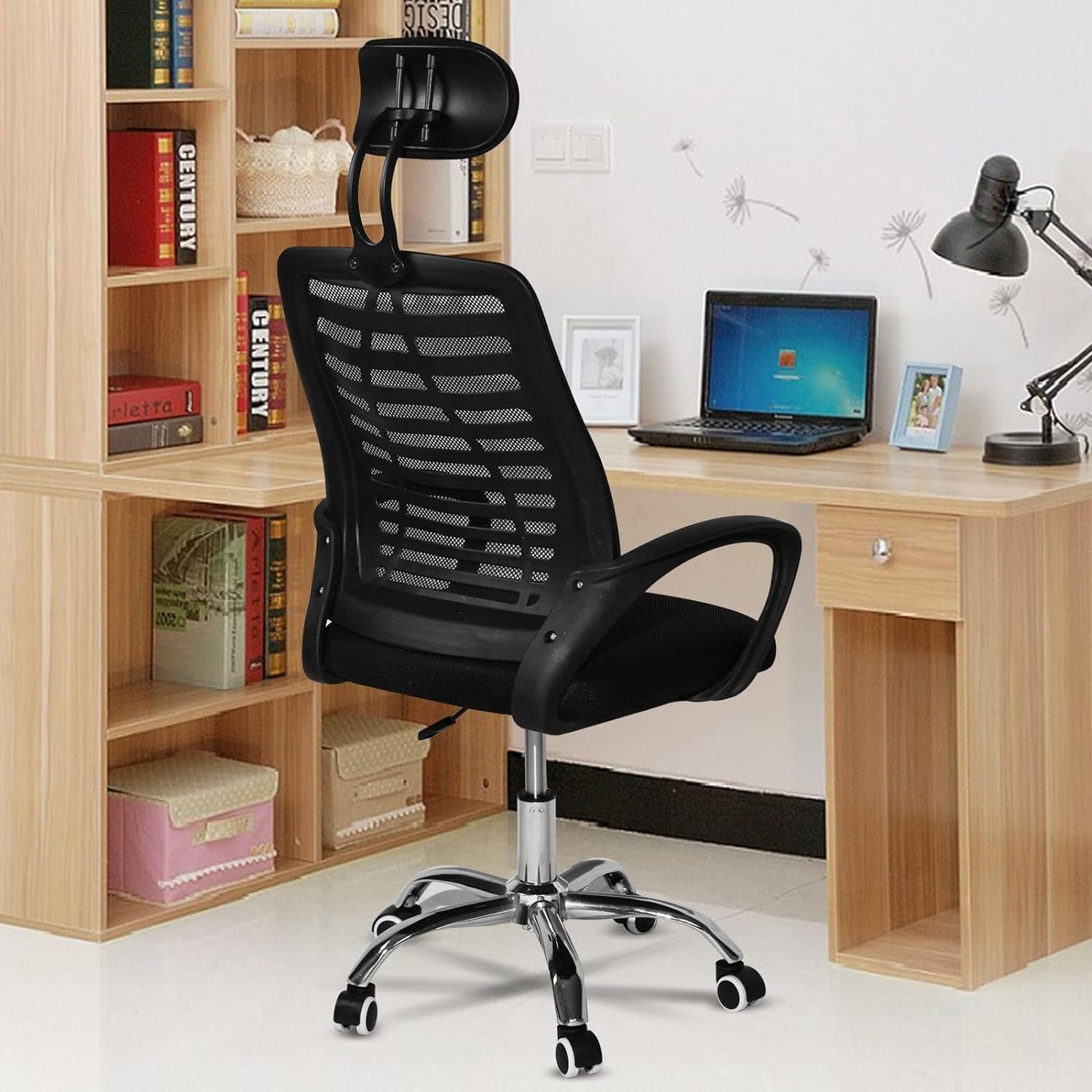 SKY-TOUCH SKY TOUCH Office Chair,Comfort Ergonomic Height Adjustable Desk Chair with Lumbar Support Backrest Black