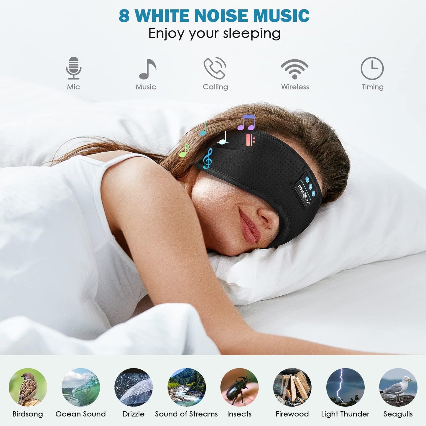 MUSICOZY Sleep Headphones Bluetooth Sleep Mask 3D Wireless Music Sleeping Headphones Headband Eye Mask Sleep Earbuds for Side Sleepers Mom Men Women with Speakers Cool Tech Gadgets Gifts