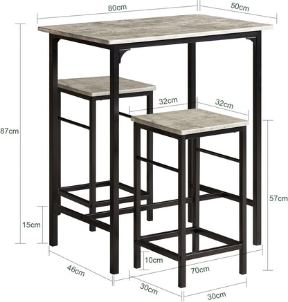 SoBuy （UAE STOCK）OGT10-N, 3 Piece Dining Set,Dining Table with 2 Stools,Home Kitchen Breakfast Table,Kitchen Counter with Chairs