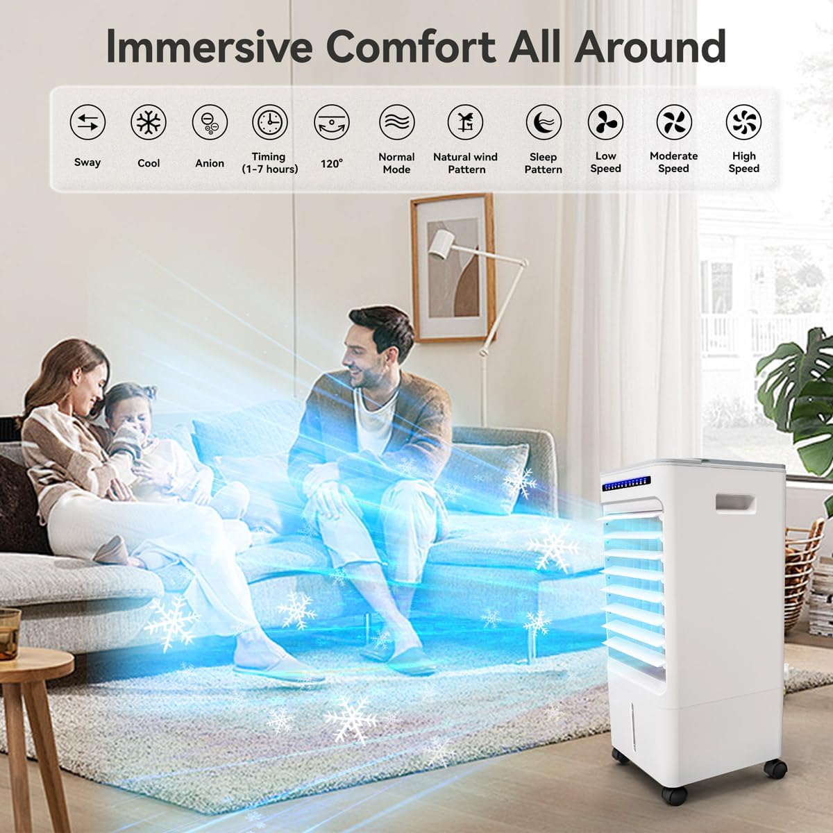 Portable Air Conditioners No Venting Required, 4-IN-1 Indoor Air Conditioner for Bedroom, Stand Up Ventless Portable Air Conditioner, Ac Unit Portable Room Air Conditioners, Evaporative Air Cooler