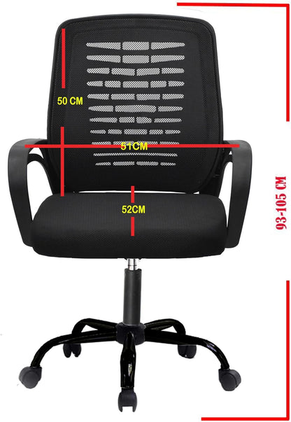 Desk Chair Office Chair for Home Height Adjustable Mid Back Mesh Computer Chair with Lumbar Support Mesh Swivel Computer Office Ergonomic Executive Chair (Swivil, Black)