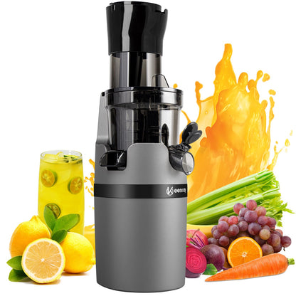 Keenray Juicer Machine, Masticating Slow Juicer for Whole Fruits, Cold Press Juicer with Wide Mouth 80mm Feeding Chute, Reverse Function Quiet Motor Fresh Healthy Juice Extractor (Black)