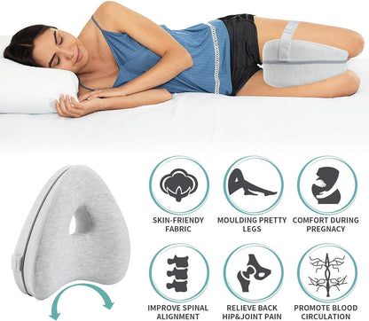 CREATESTAR Leg Pillow Knee Pillow Ergonomic Side Sleeper Pillow with Optimal Memory Foam Pillow for Side Sleepers Positioning Pillow with Removable and Washable Cover (Light-grey, Heart-type)