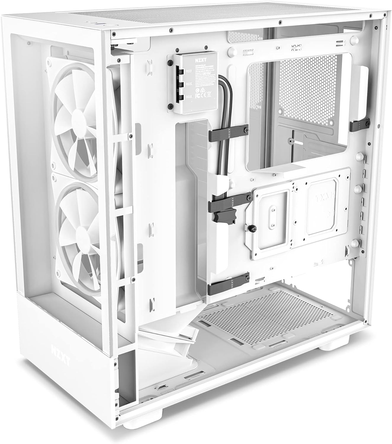 NZXT H5 Flow Compact ATX Mid-Tower PC Gaming Case – High Airflow Perforated Front Panel – Tempered Glass Side Panel – Cable Management – 2 x 120mm Fans Included – 280mm Radiator Support – White