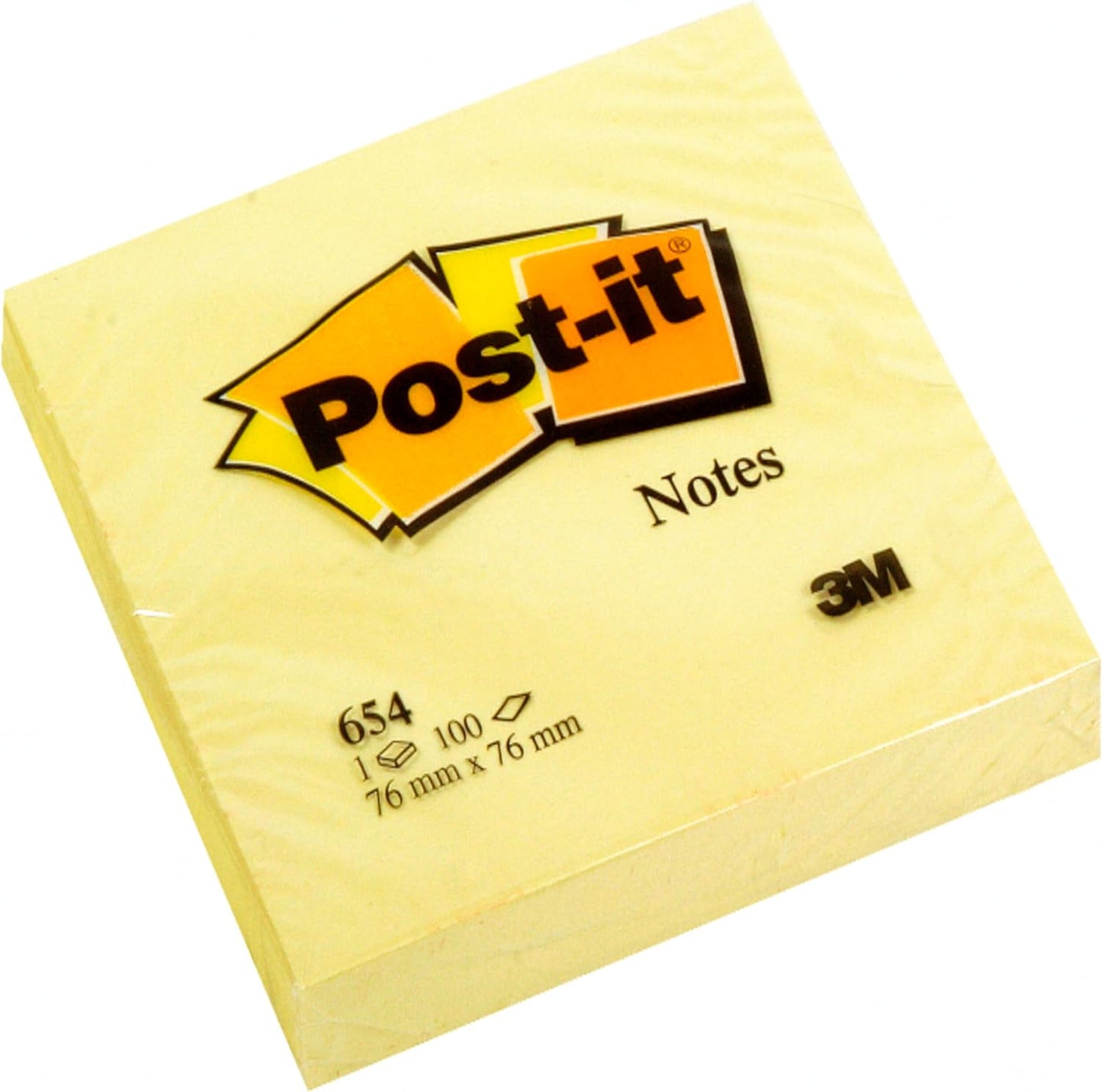 Post-it Notes Canary Yellow 3 x 3 in (76 x 76 mm) 654 | Yellow Color | Sticky Notes | For Note Taking, To Do Lists and Reminders | Clean Removal | No damage | Recyclable | 100 sheets/pad