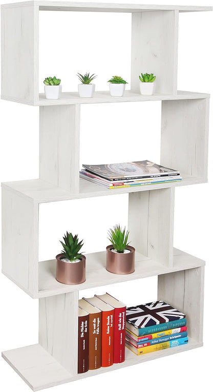 RICOO WM071-WM Shelf 129 x 70 x 25 cm, Standing Shelf, White Matt, Wooden Bookcase, Wall Shelf, Small Shelf, Shelves & Shelves, Narrow Shelf, Office Bookshelves, Small Shelf, Small Office Shelf