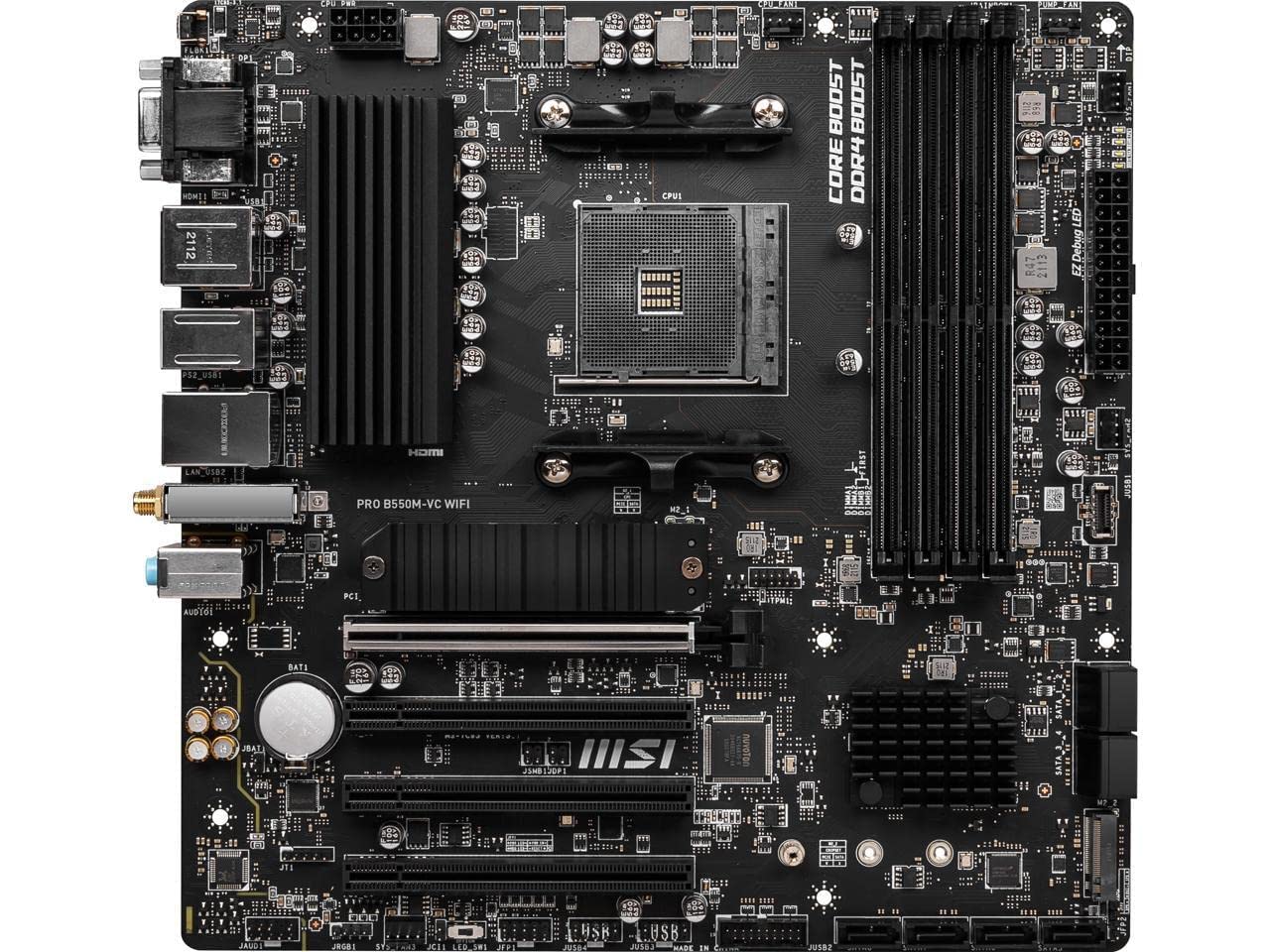 MSI B550M PRO-VDH WiFi ProSeries Motherboard (AMD AM4, DDR4, PCIe 4.0, SATA 6Gb/s, M.2, USB 3.2 Gen 1, Wi-Fi, D-SUB/HDMI/DP, Micro-ATX)