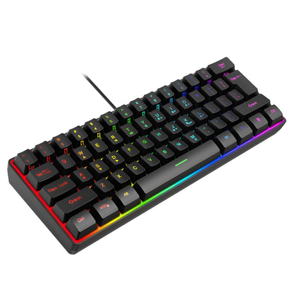 Gaming Keyboard Mechanical 61 Keys Ultra Compact Wired PC Keyboard with RGB Backlit FN Combination Multifunction Shortcut Keys Computer Mechanical Keyboard for Gaming and Work