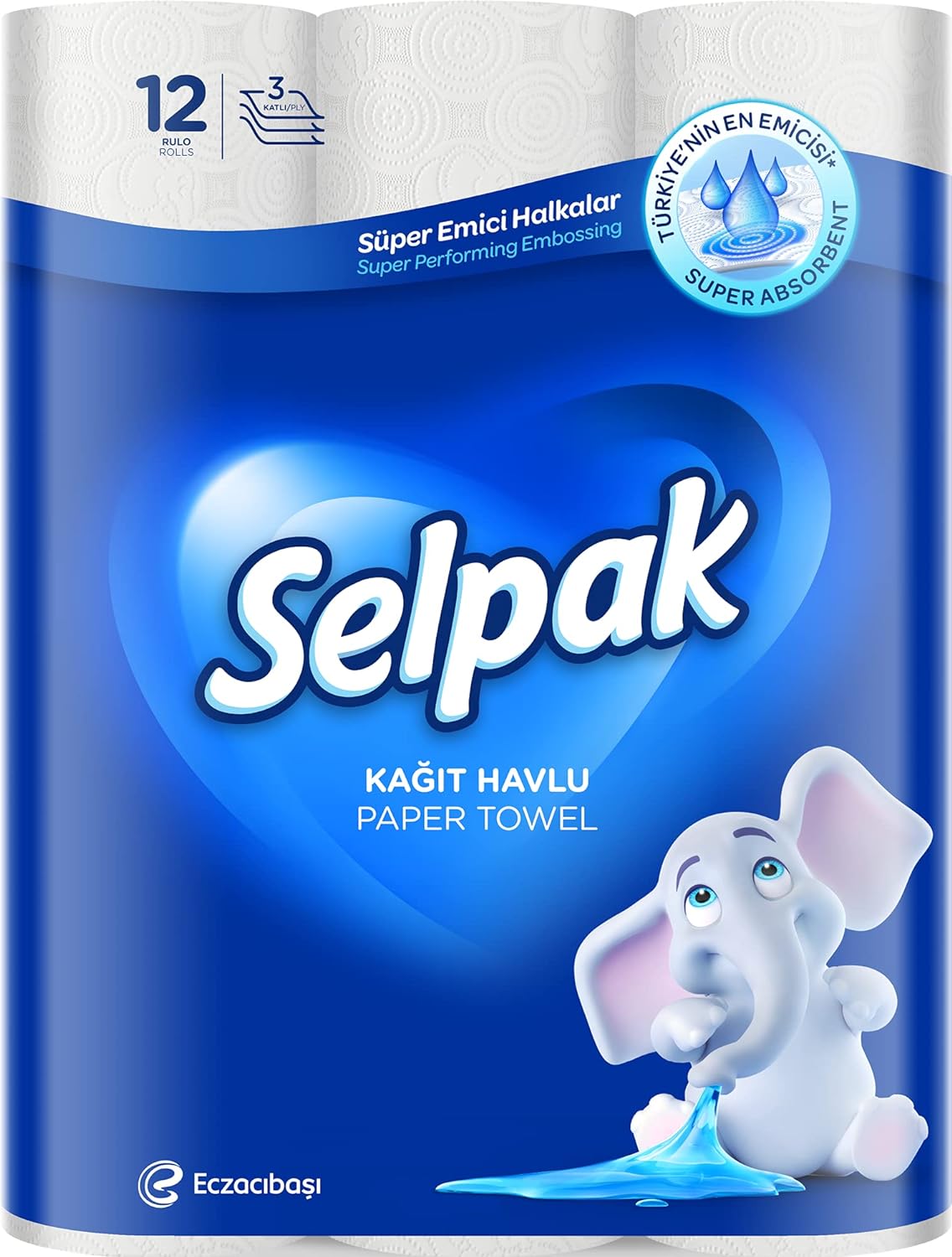 Selpak 3 Ply Kitchen Paper Towel 12 Rolls 80 Sheets