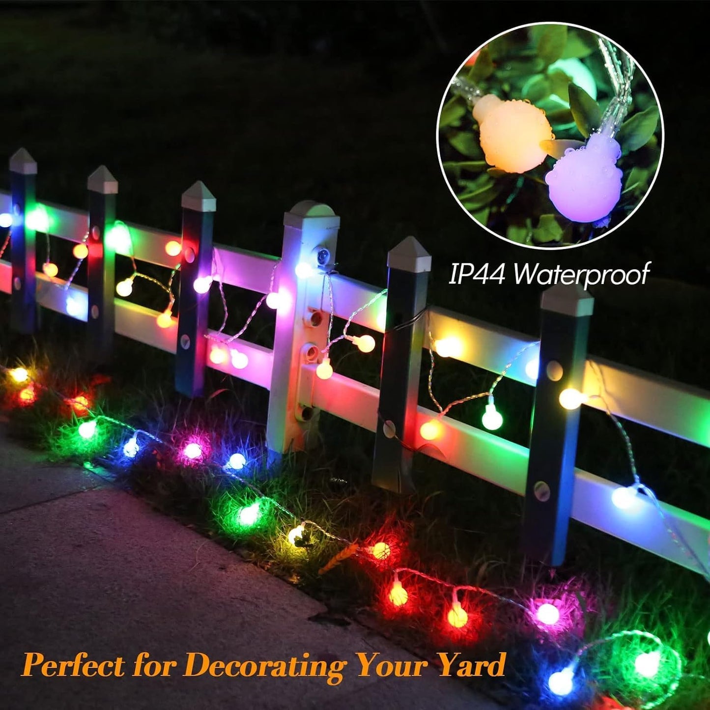 Globe String Lights, Battery Powered 10M 80 LED Fairy Lights, 8 Modes Waterproof Christmas Lights Outdoor Indoor with Remote for Party Living Room Bedroom Patio Gazebo Camping Garden (Multicolor)