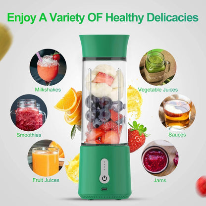 XVersion 500ML Wireless Portable Personal Blender with Carrying Strap High Speed 6-Blades Smoothie Maker Mixer Shakes Juicer Machine for Office Gym Outdoor & Home (Black, Mini)