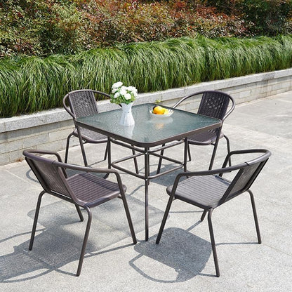 Vital Garden Dining Set 3 Piece (2 Chair and 1 Table) Outdoor Furniture Patio Dining Table and Chair Balcony Dinner Table Dinner Chair Poly Rattan Anthracite & Grey (‎VI-DNS-01)