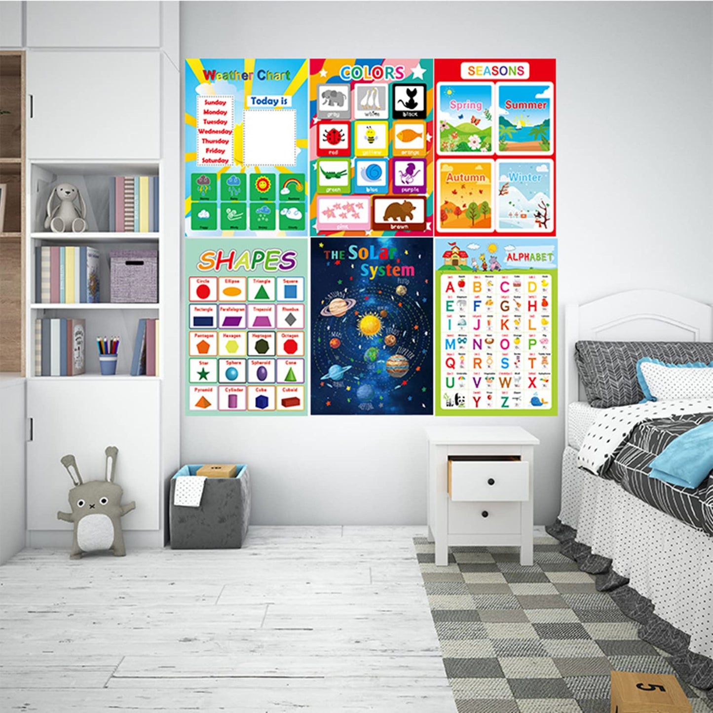 AM ANNA Educational Posters for Toddlers Preschool,20Pcs Learning Posters,Early Learning Chart for Wall Kindergarten Learning Posters(20 Pcs Learning Posters)