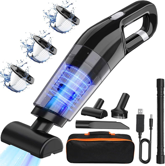 Yoawllty Handheld Vacuum Cleaner, 120W High-Power Vacuum Cleaner, Wet and Dry, Suitable for Home, Car, Office, with 3 Filters and 3 Different Nozzle