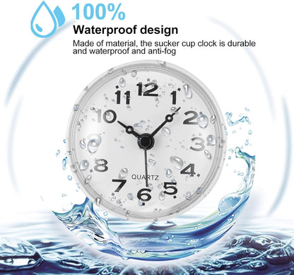 ELECDON Bathroom Shower Suction Cup Wall Clock Silent Waterproof Clock Quality Quartz Clock (White)