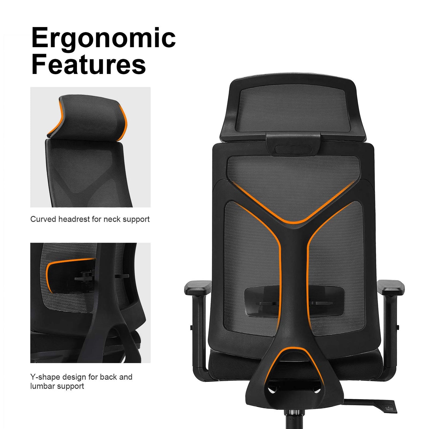 Daqian Home Executive Office Chair Ergonomic Computer Chair Wide Seat With Large Headrest, Modern Desk Chair Lumbar Support, Adjustable Armrests Mesh Chair