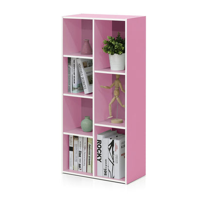 Furinno 5-Tier Reversible Color Open Shelf Bookcase, White/Pink 11055WH/PI