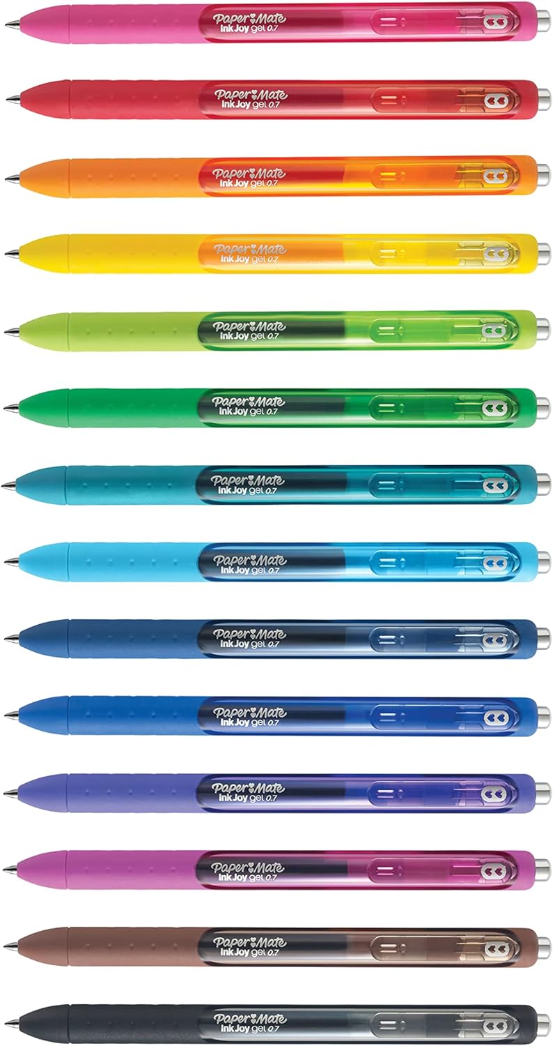 Paper Mate Inkjoy Gel Retractable Pen, 0.7Mm, Ink, Pack Of 14, Assorted (1951636)