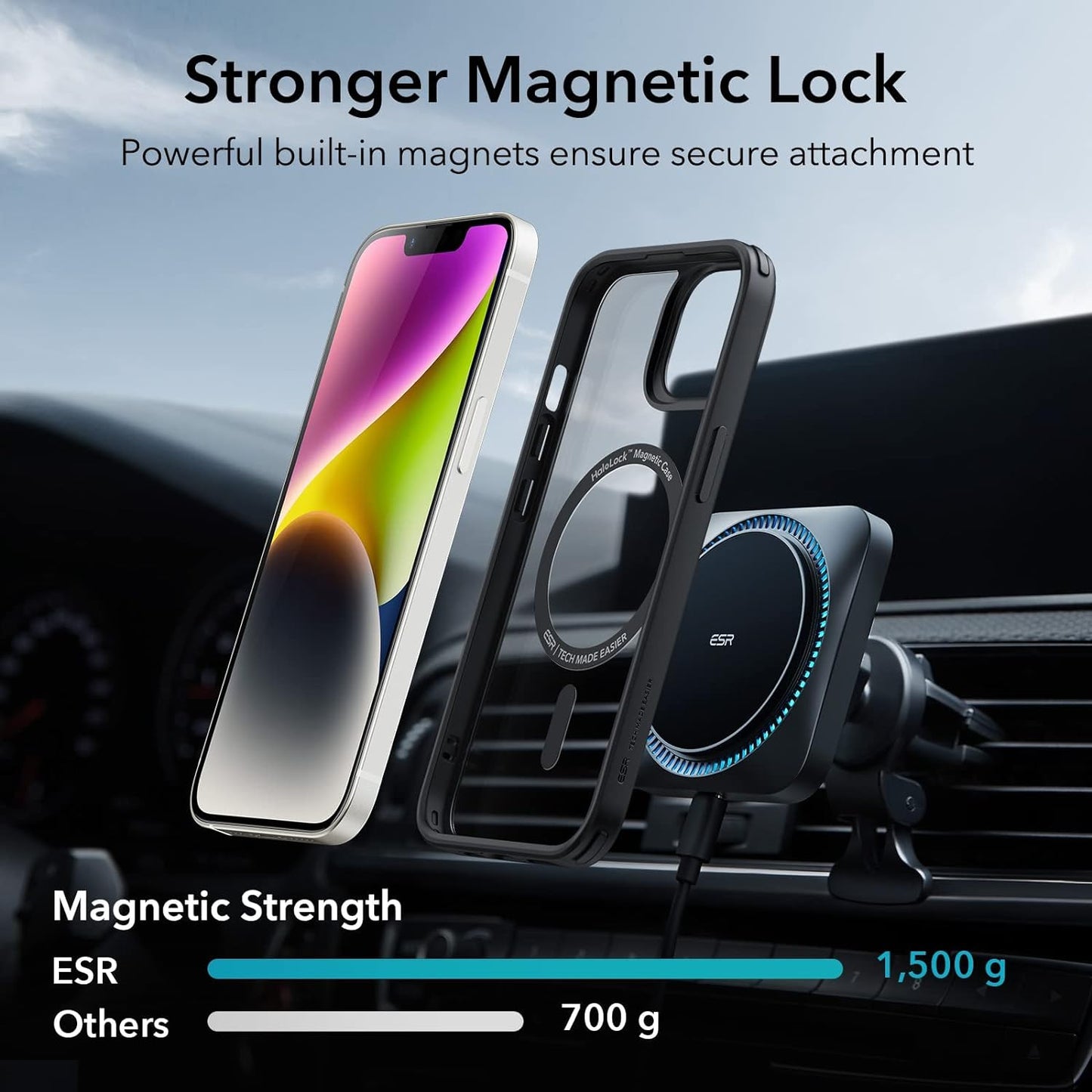 ESR for iPhone 14 Case/iPhone 13 Case, Compatible with MagSafe, Shockproof Military-Grade Protection, Magnetic Phone Case for iPhone 14/13, Classic Hybrid Case (HaloLock), Clear