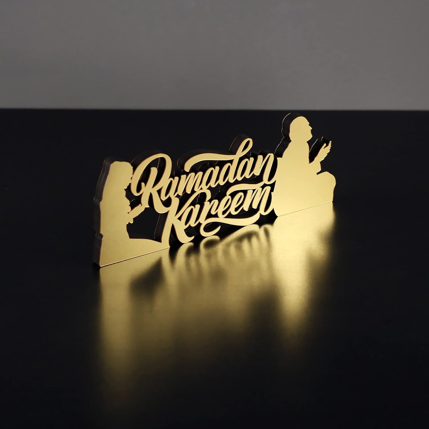 E World | Wooden Acrylic Islamic Tabletop Decors | Ramadan Kareem and Eid Mubarak Decoration | Islamic Muslim Gifts | Ramadan Eid Decoration | (Ramadan Kareem-1, Gold)