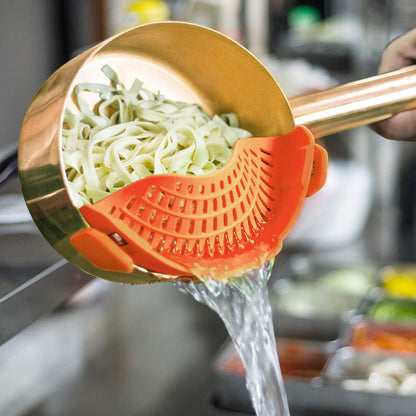 Clip on Strainer for pots pans, Snap'N Strainer Strain Made by FDA Approved, Heat Resistant Silicone, Easy to Use and Store,Dishwasher Safe