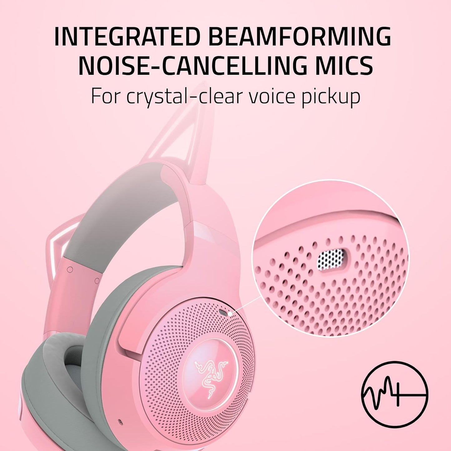 Razer Kraken Quartz Edition - Gaming Headphones for PC, PS4, Xbox One and Switch with 50 mm Drivers and Cooling Gel-Infused Cushions - Pink