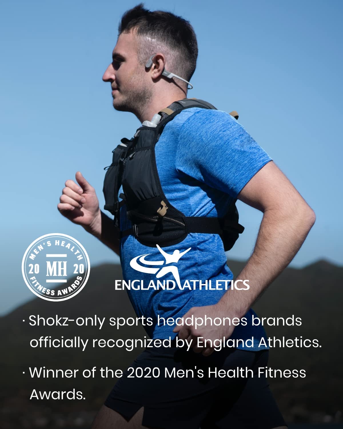 SHOKZ OpenRun Wireless Bone Conduction Headphones, Open-Ear Bluetooth Earphones with Mic, Waterproof Sports Headset with 8H Playtime for Running Workout(Blue Eclipse)