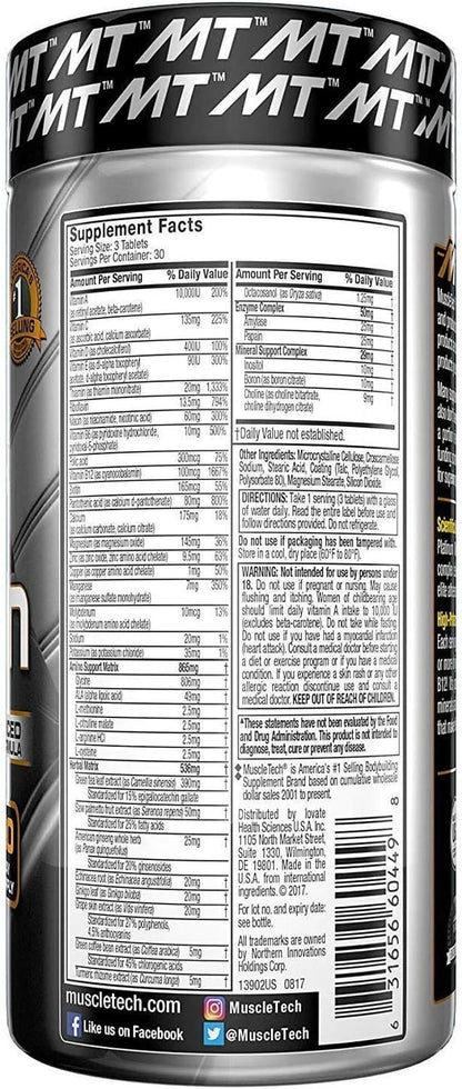 Muscletech Platinum Multi Vitamin (18 Vitamins & Minerals) 90 Tablets