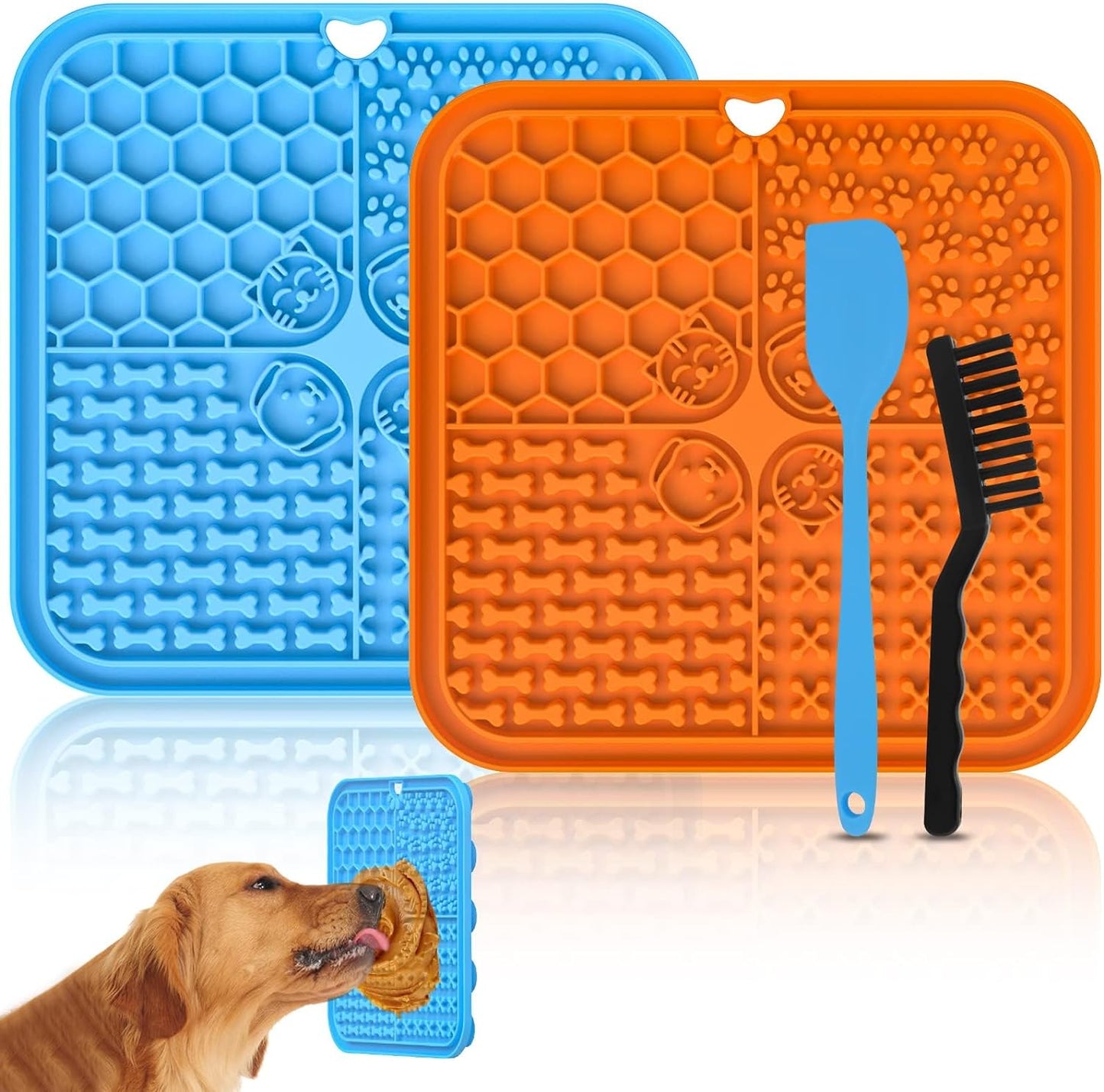 Large Lick Mat for Dogs, 2 Pack Dog Slow Feeder Licking Mat with Spatula, Snuffle Mat for for Dog, Cat, Puppy