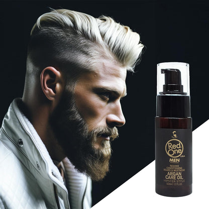 Redone Men's Beard Care Oil 50 ml – Conditioning Beard & Mustache Care Oil – Hipster Style – Beard Care – Masculine Fragrance – Healthy Beard Growth (Argan Oil)