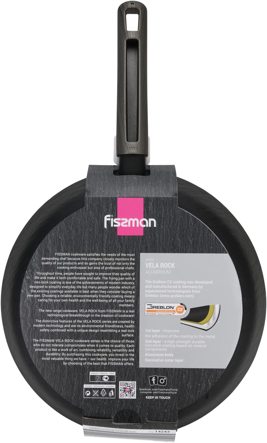 Fissman Frying Pan VELA ROCK 20 cm with Induction Bottom Aluminum and Non-Stick Coating, Perfect For Omelets Pan, Great For Fish, Meat, Sauté Vegetables