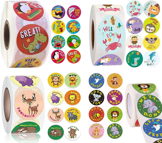 PREMIFY Animal Reward Stickers, 2000pcs 1inch Stickers for Kids with Positive Words, Teachers/Teaching School Supplies for Encouragement, Potty Training/Rewards/Behavior/Motivational Stickers