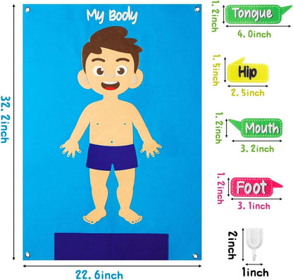 AM ANNA Educational Montessori Felt Body Sensory Learning Board, Body Parts Learning Felt Story Board Set,Children Interactive Toy Labeling Body Parts,Wall Hanging for Toddlers Kids