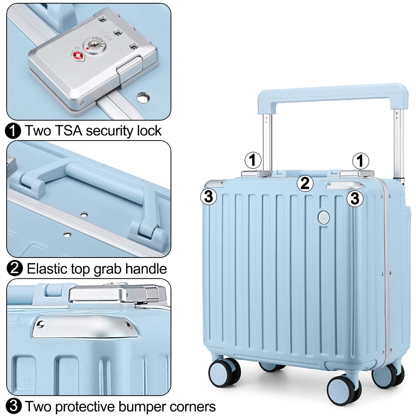 Somago Carry-On Luggage 18-Inch Hardside Spinner Lightweight Suitcase with TSA Lock, White, carry-on 18-inch, Hardside Luggage With Spinner Wheels