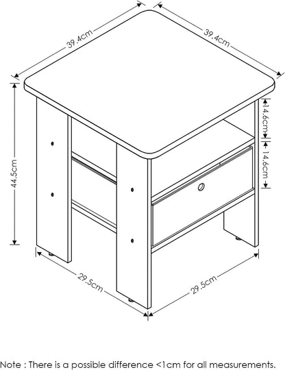 Furinno Andrey End Table/Side Table/Night Stand/Bedside Table with Bin Drawer, Dark Walnut, Andrey, 11157DWN, 1 Pack