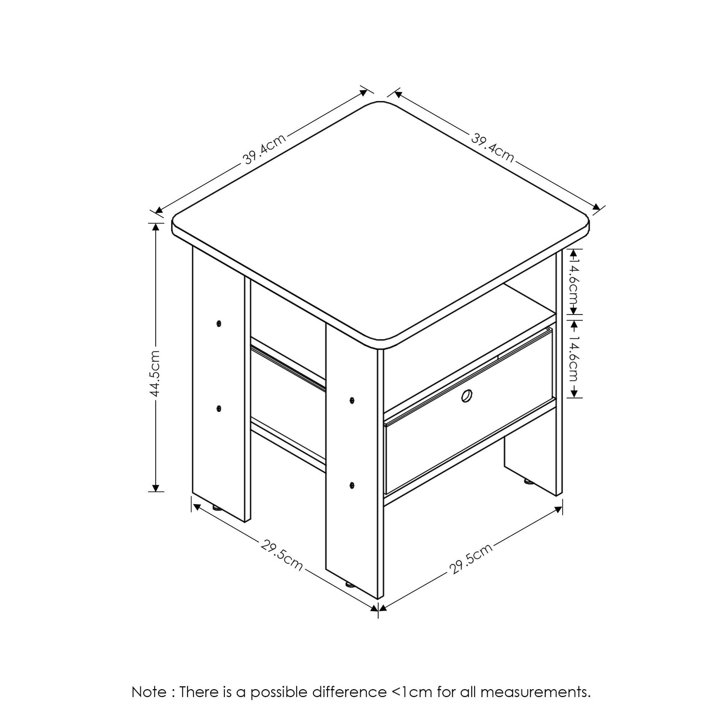 Furinno Andrey End Table/Side Table/Night Stand/Bedside Table with Bin Drawer, Dark Walnut, Andrey, 11157DWN, 1 Pack