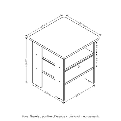 Furinno Andrey End Table/Side Table/Night Stand/Bedside Table with Bin Drawer, Dark Walnut, Andrey, 11157DWN, 1 Pack