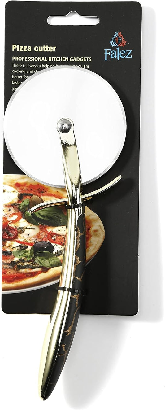 Falez Pizza Cutter Premium Stainless Steel Gold/Black Color