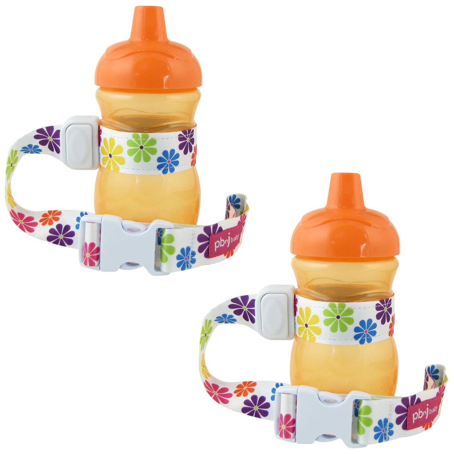 PBnJ Baby SippyPal Sippy Cup Holder Strap Leash Tether (Gray Chevron 2-Pack)