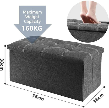 Packingoutlet Thickened Linen Storage Ottoman Bench, 76x38x38cm