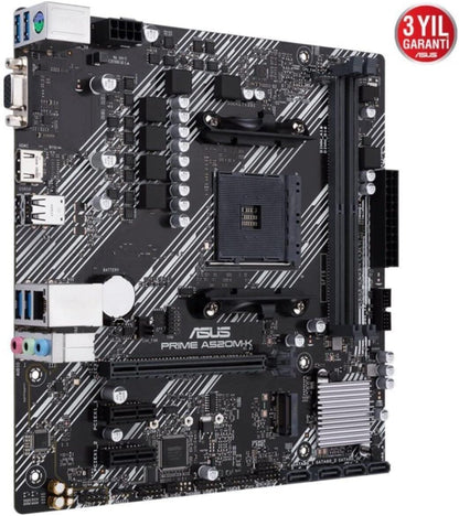 ASUS PRIME A320M-K (AMD A320) AM4 uATX motherboard with LED lighting, DDR4 3200MHz, 32Gb/s M.2, HDMI, SATA 6Gb/s, USB 3.0 - CaveHubs