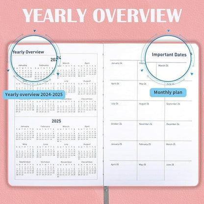 HLELU 2024 Leather Planner Weekly and Monthly, 18 Months Calendar Book, 2024 Academic Planner From Jan. 2024-June 2025, 2024 Appointment Book, Daily Agenda, Yearly Teachers Planner 5.7 X 8.5" -Black