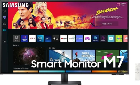 SAMSUNG 43" inch 4k UHD Smart Monitors USB-C | Wireless Connectivity Wifi, Bluetooth, with in-built Speaker | Smart TV experience, Workspace & IoT Hub with Voice Remote | LS43BM700UMXUE