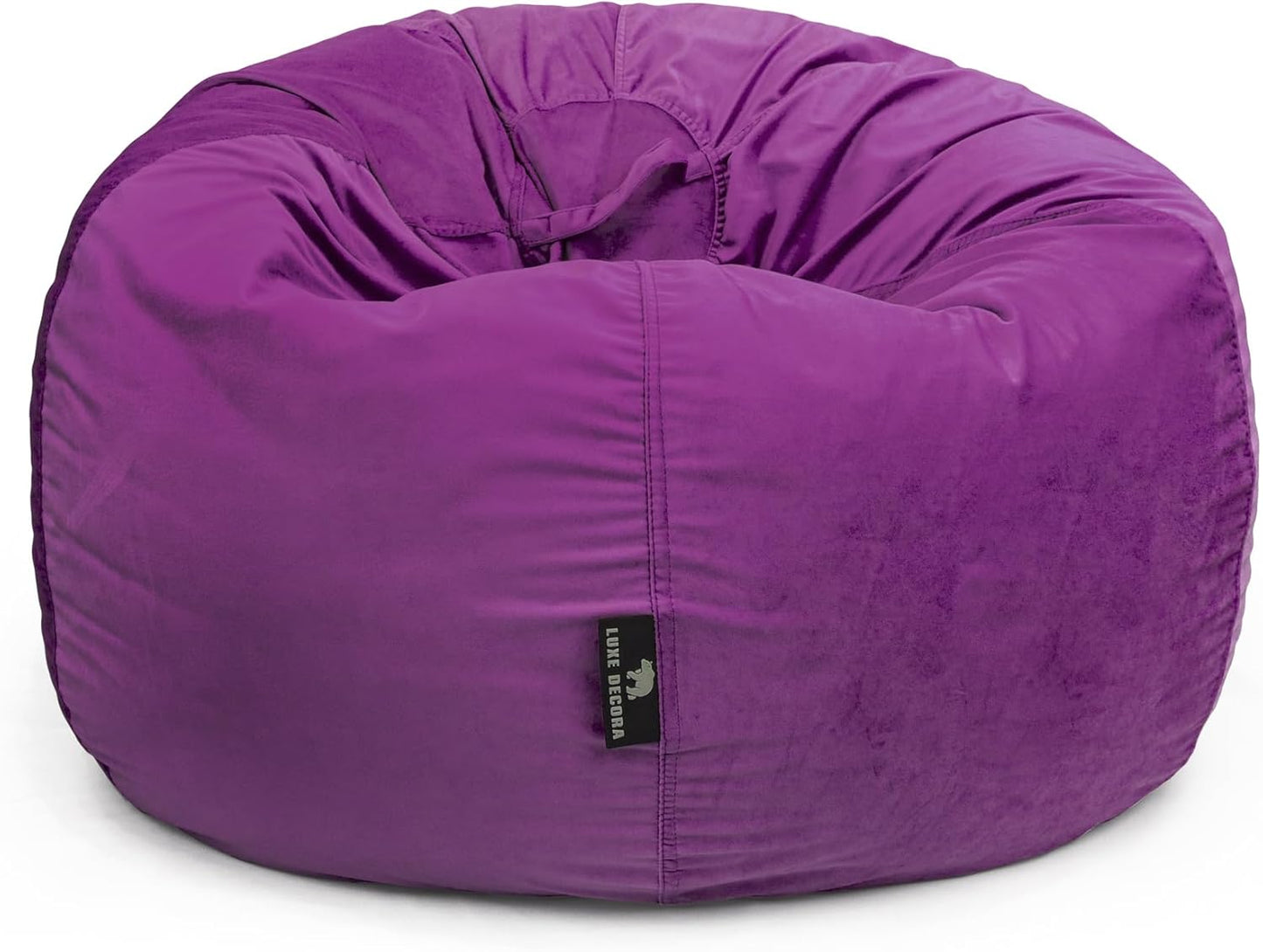 Luxe Decora Nest Soft Suede Bean Bag with Removable Layer | Washable | Perfect for Indoor Relaxation | Kids & Adults | Soft Velvet Finish | Filled with Polystyrene Beads (Black, Large)